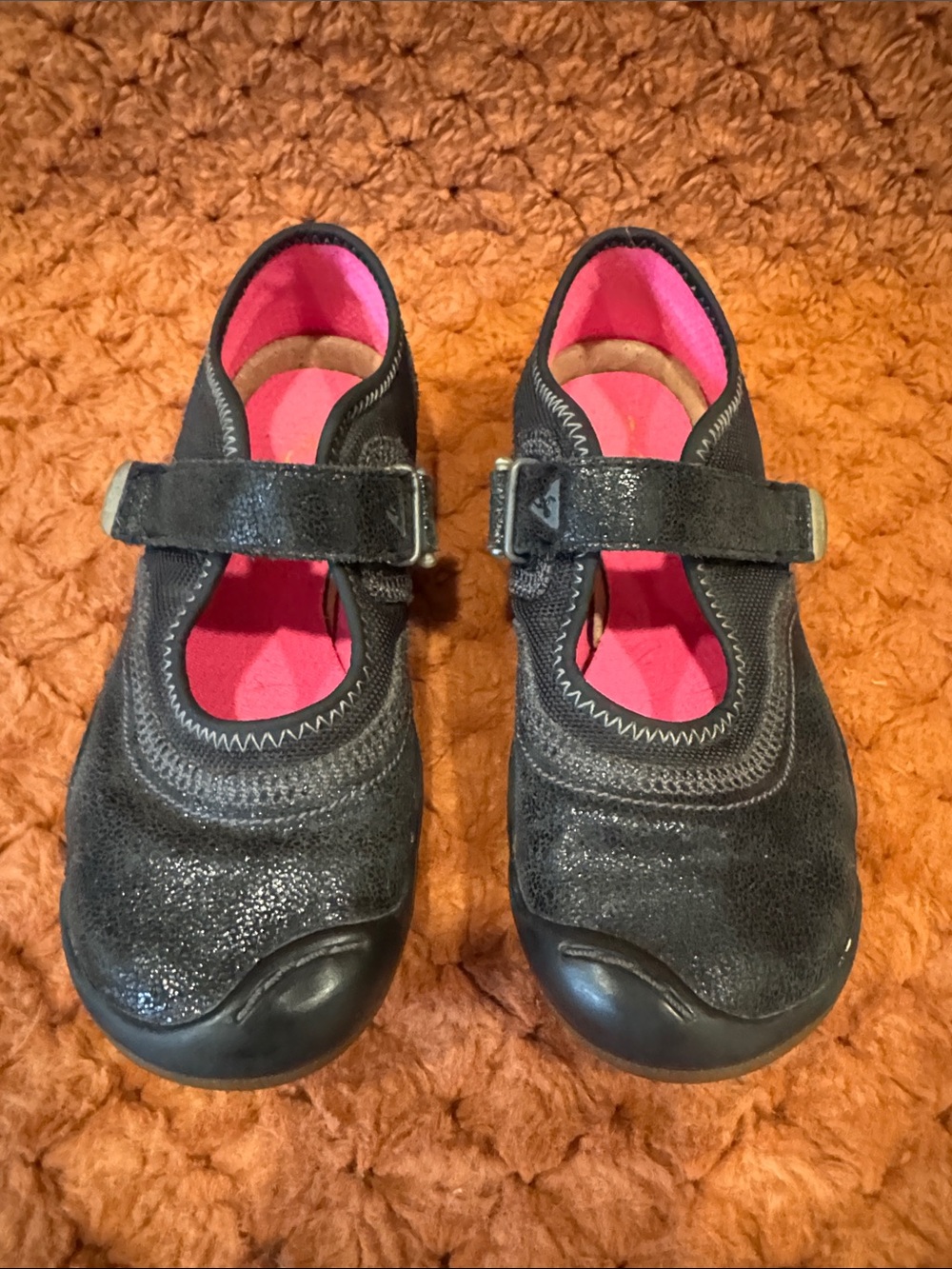 Kids Black Mary Jane Shoes with Pink Lining